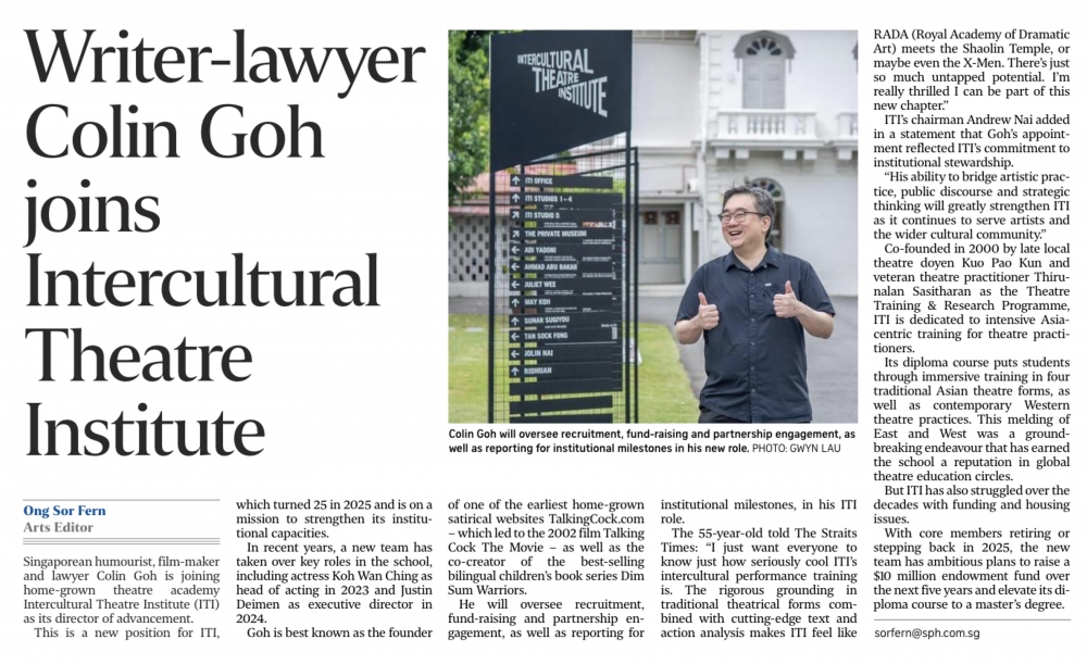 Colin Goh joins ITI Straits Times 28 Jan 2026